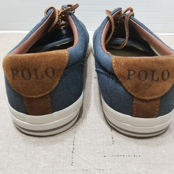 Polo Ralph Lauren Vaughn Shoes Men Size 10.5 D Blue Canvas Lace Up Sneakers - Picture 9 of 15